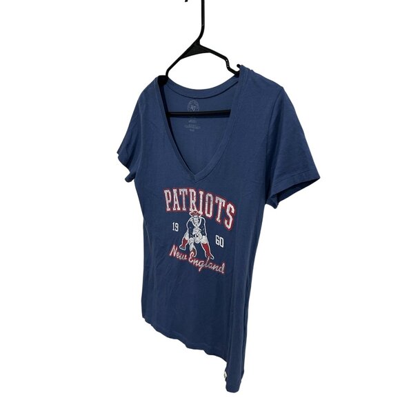 47 Brand New England Patriots V Neck T Shirt Size Large Blue - Picture 3 of 8